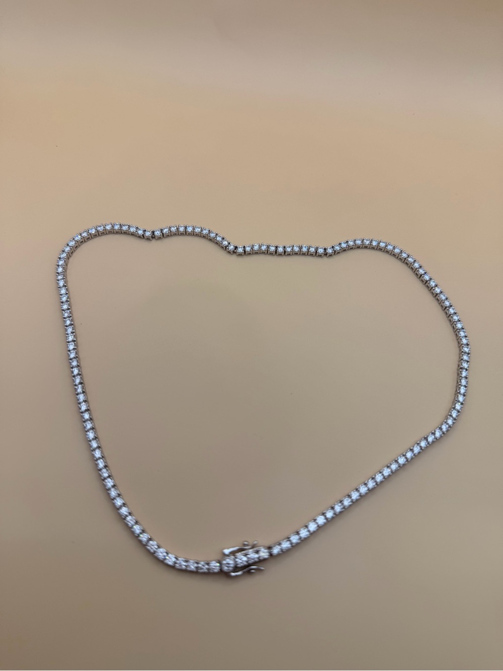 14k White Gold 10 Ctw Lab-grown Diamond Tennis Necklace 16”